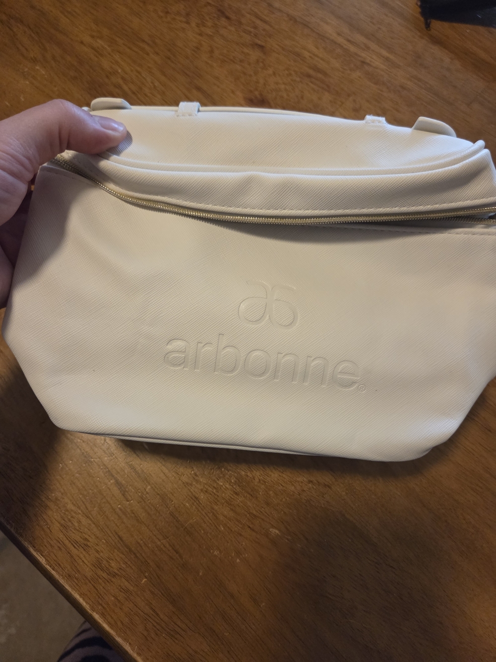Arbonne White Embossed Cosmetic Pouch